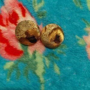 Vintage Gold and Brown Clip-On Earrings